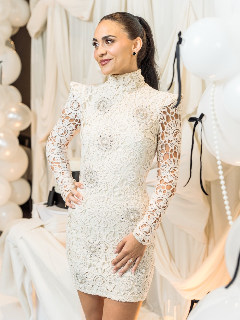 PatBo Beaded Lace Mini Dress